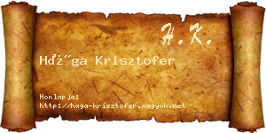 Hága Krisztofer névjegykártya